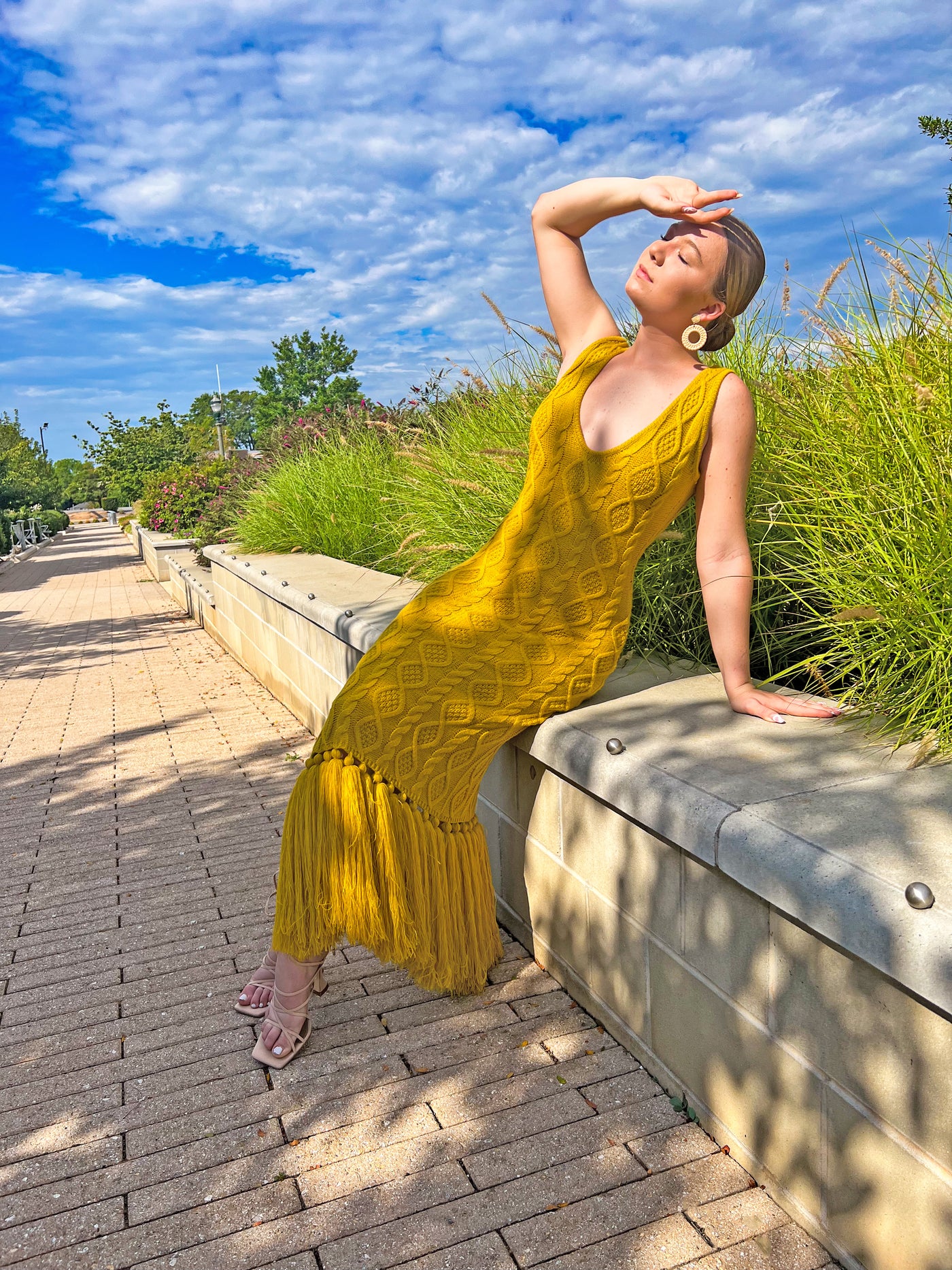 yellow fringe dress Honesty Fringe Sweater Dress medium / Cream by ELJAvenue
